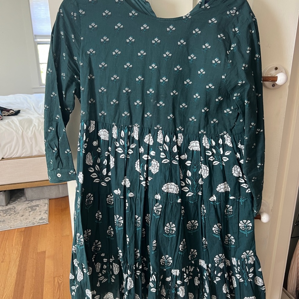 Green Floral Long Sleeve Dress